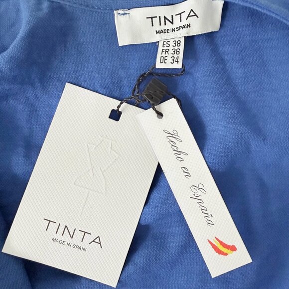 Tinta Womens Blue Button-Down Midi Dress With Woven Belt Size ES 38/FR 36/DE 34 - Picture 5 of 6